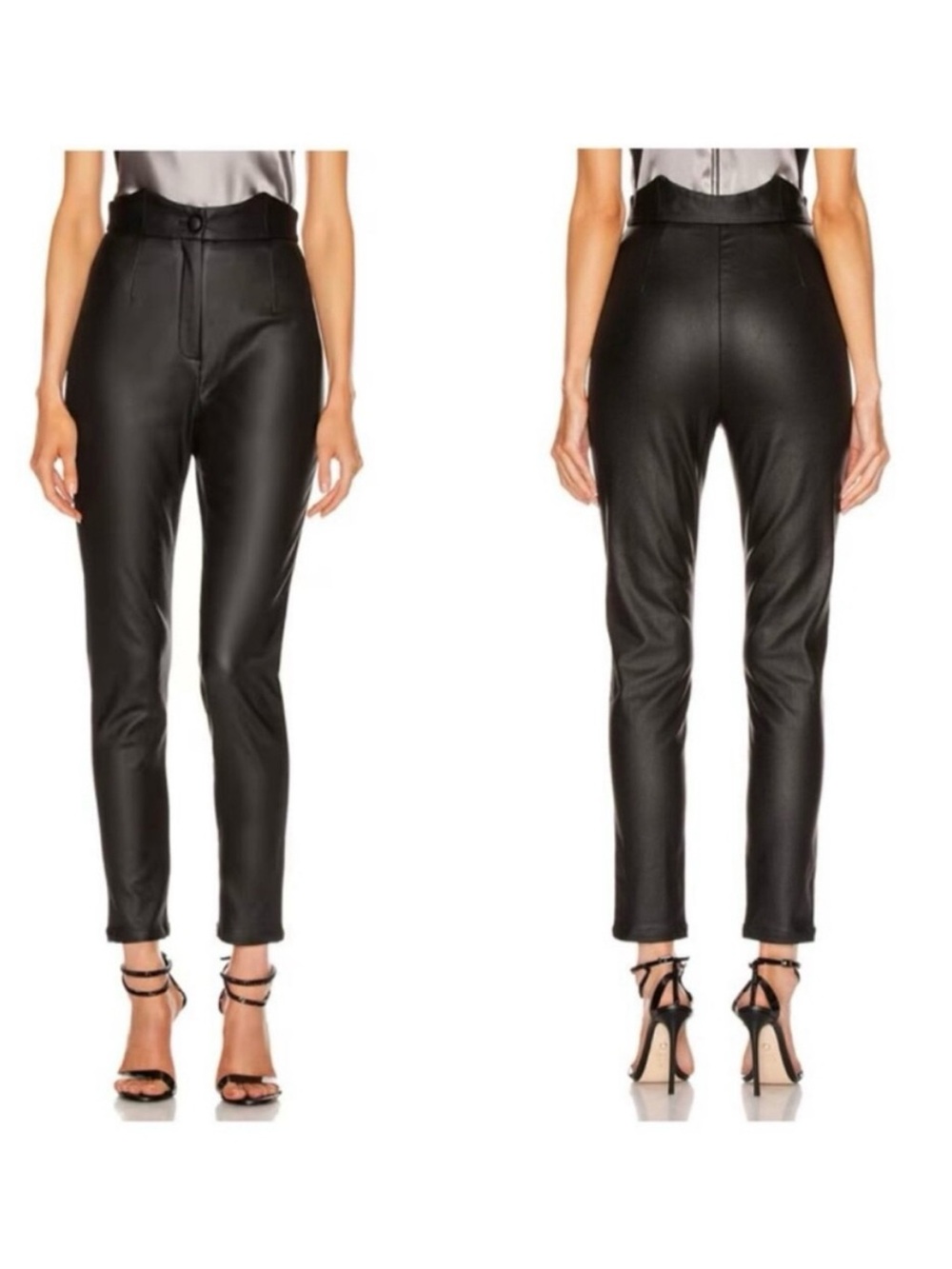 Retrofete Tally Black Faux Leather Pants New L
